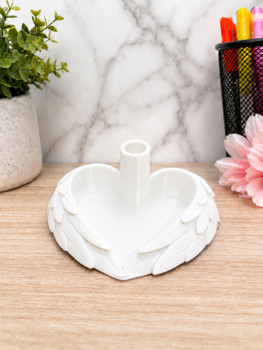 Angel Wings Pen Stand & Bead Tray - red