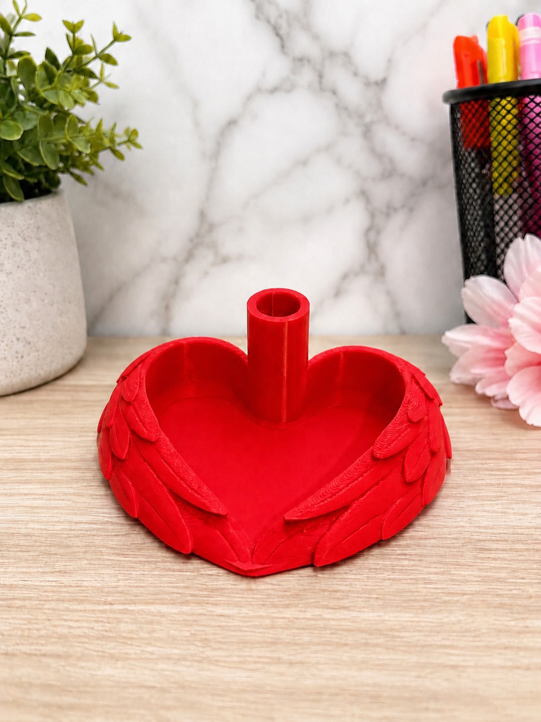 Angel Wings Pen Stand & Bead Tray - pink