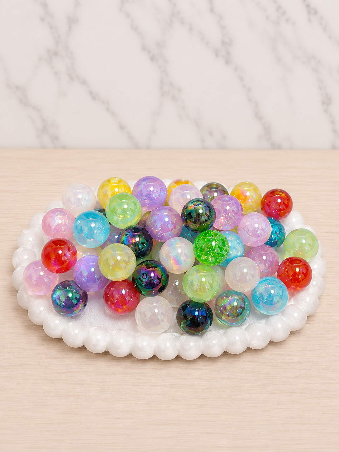 16mm Acrylic Beads for Beadable Pens, Keychains & DIY Crafts | Crackle & Leopard Print Collection