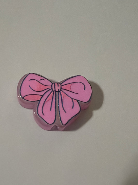 Flowers and Bows Acrylic Beads - pretty-in-pink-bow