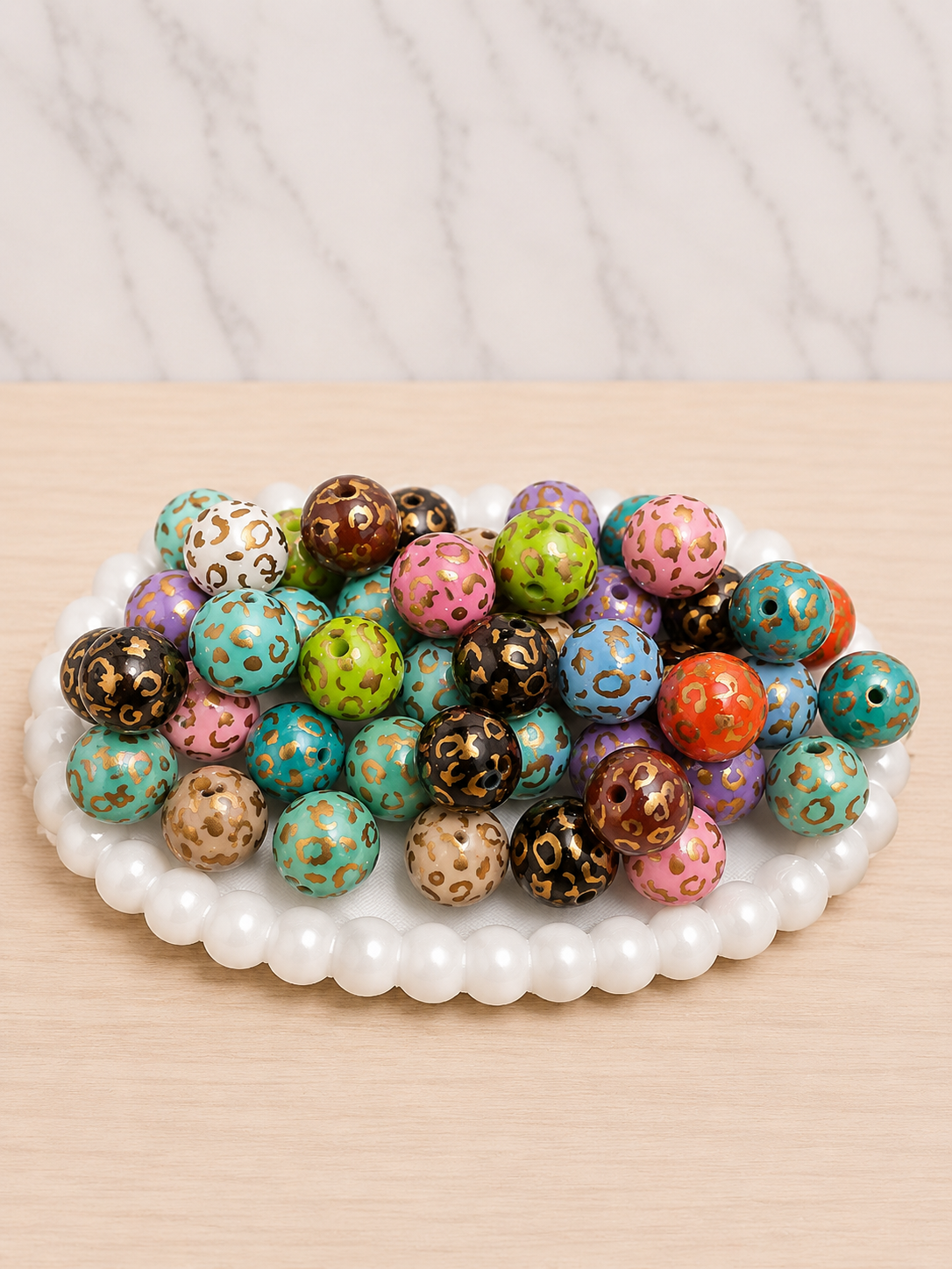 16mm Acrylic Beads for Beadable Pens, Keychains & DIY Crafts | Crackle & Leopard Print Collection