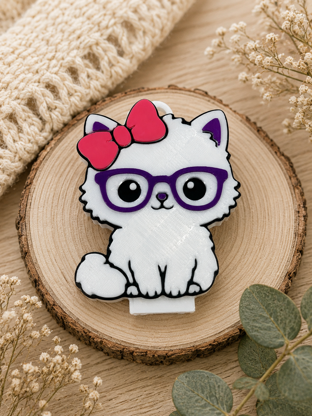 Kitty with Glasses- Can Tab Opener | Nail Saver Can Opener | 3D Printed Soda & Energy Drink Tab Lifter | Protect Your Nails