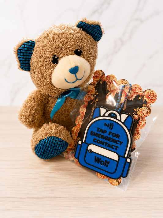 Custom NFC Emergency Contact Backpack Tag | Personalized Back-to-School Safety Tag | Tap to Call Parent | Kids Backpack NFC Tag