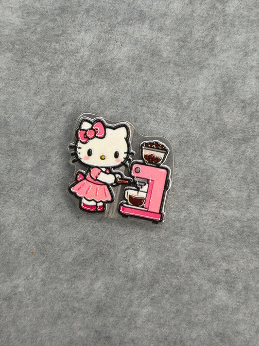 🎀 HK Character Acrylic Beads - Barista Kitty