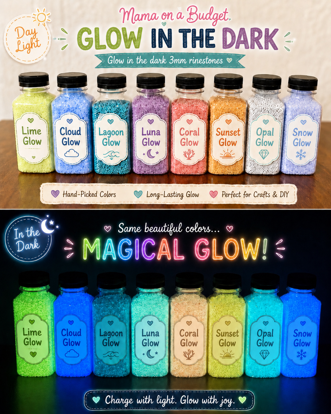 Glow in the Dark Collection | 3mm Snowglobe Rhinestones