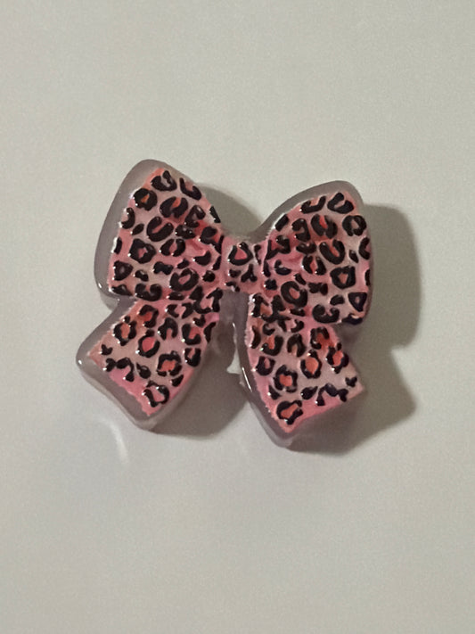Flowers and Bows Acrylic Beads - pink-leopard-bow