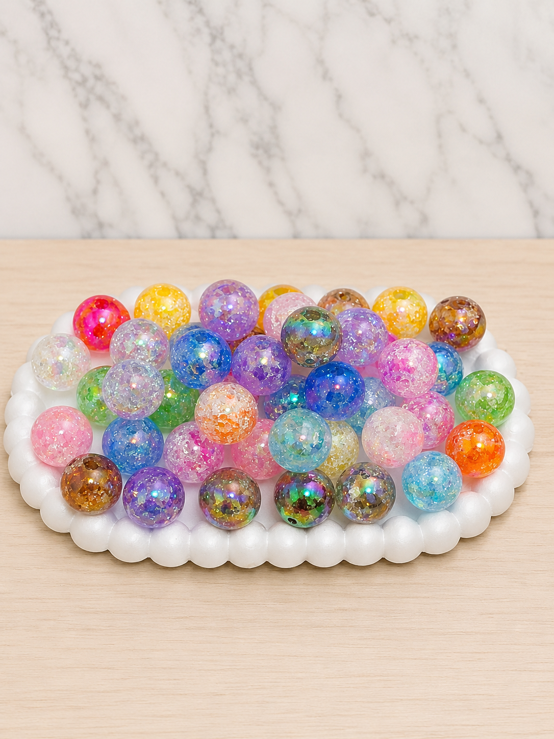 16mm Acrylic Beads for Beadable Pens, Keychains & DIY Crafts | Crackle & Leopard Print Collection