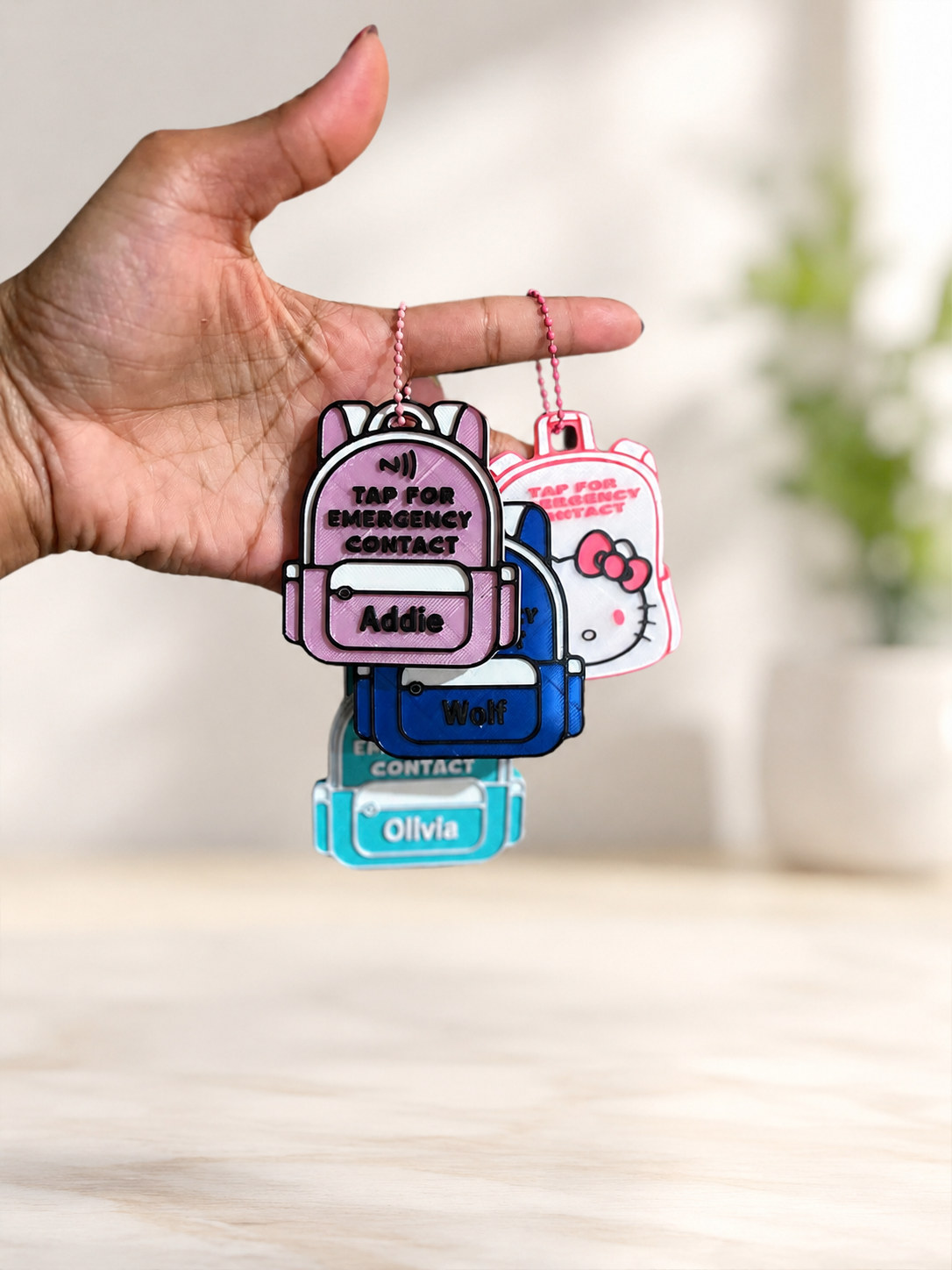 Custom NFC Emergency Contact Backpack Tag | Personalized Back-to-School Safety Tag | Tap to Call Parent | Kids Backpack NFC Tag