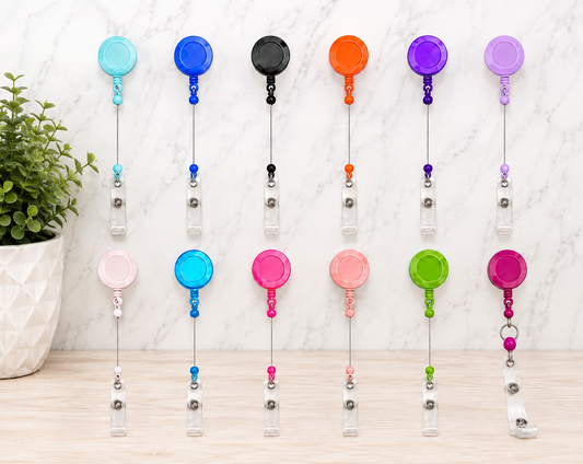 Beaded Badge Reel | Retractable ID Badge Holder | Nurse, Teacher, Office & Healthcare