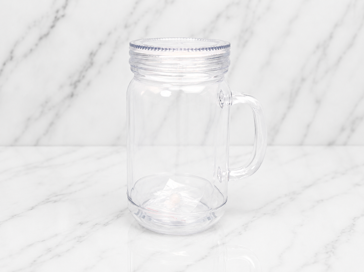 20oz Snowglobe Mason Jar DIY Kit | Clear Handled Tumbler Blank | Craft Cup with Lid