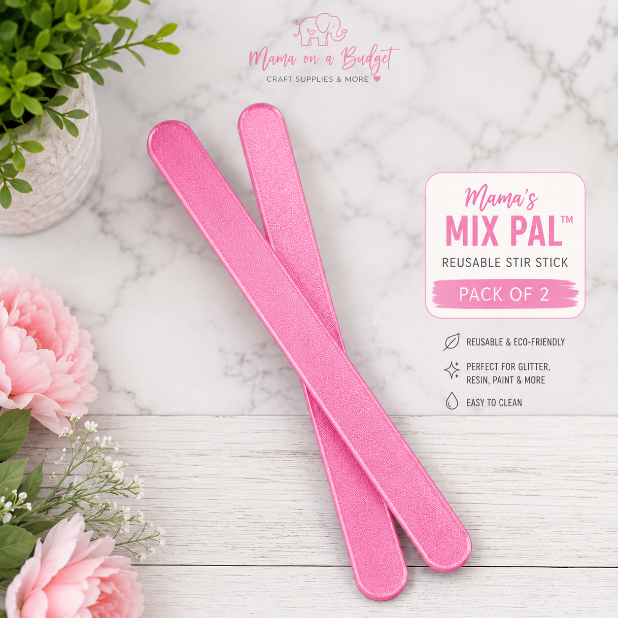 Mama’s Mix Pal™ | Reusable Stir Stick for Snowglobe Tumblers & Crafts