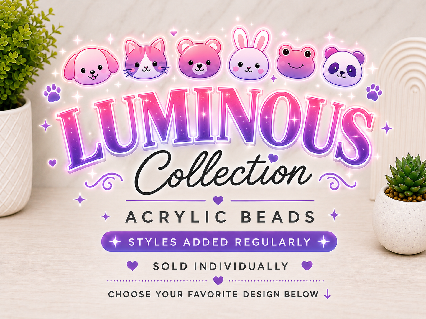 Luminous Collection | Acrylic Beads | Choose Your Design | Sold Individually