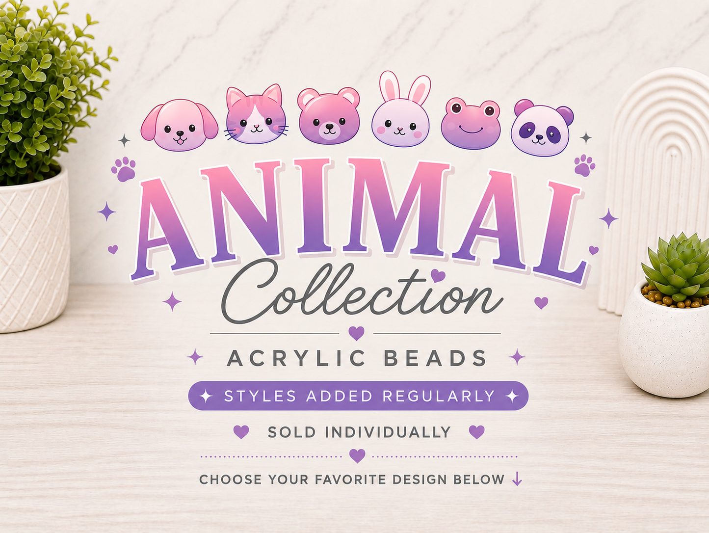 Animal Collection | Acrylic Beads | Choose Your Design | Sold Individually