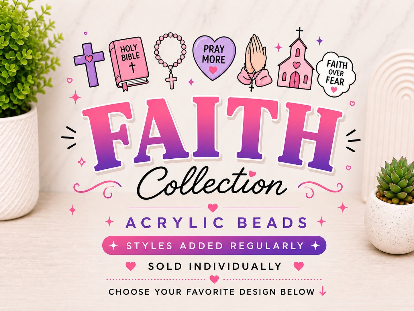 Faith Collection | Acrylic Beads | Choose Your Design | Sold Individually