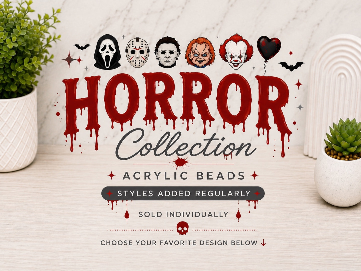 Horror Collection | Acrylic Beads | Choose Your Design | Sold Individually