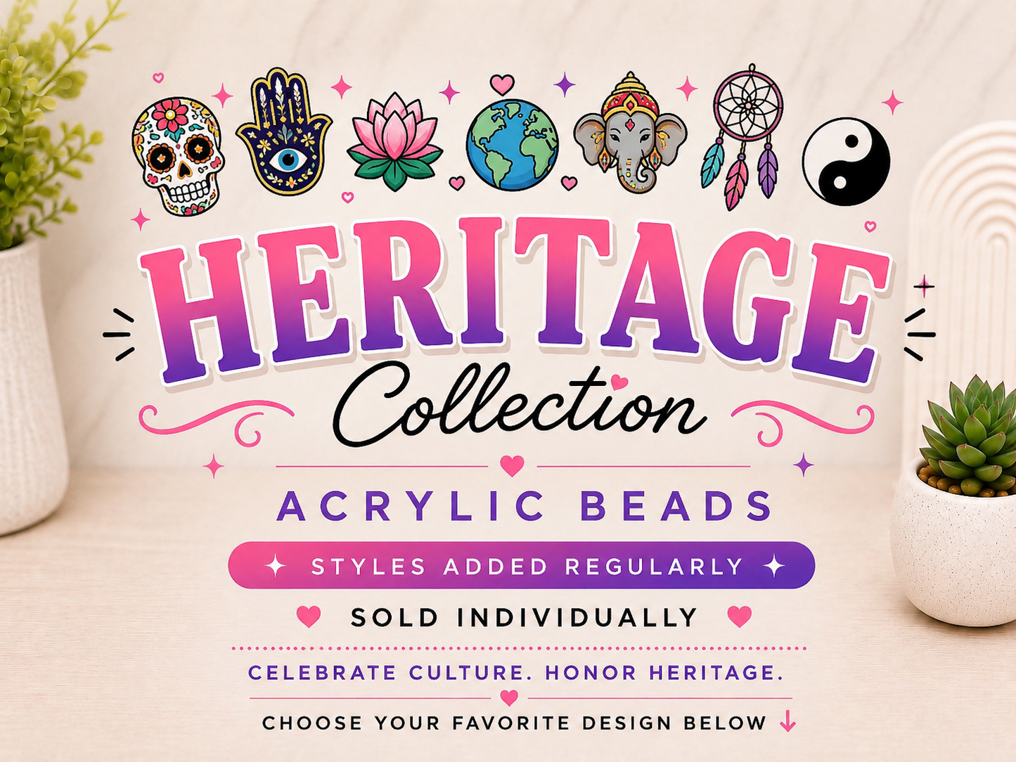 Heritage Collection | Acrylic Beads | Choose Your Design | Sold Individually