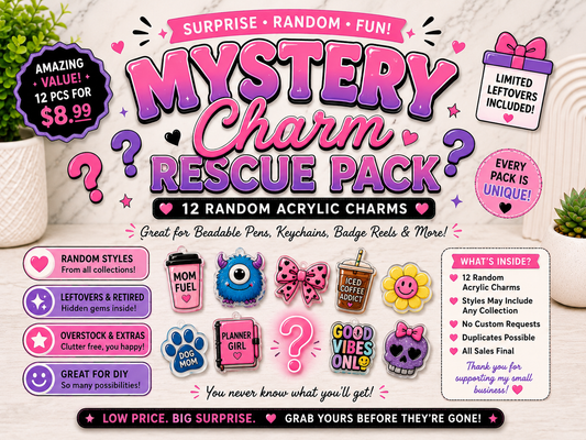 Mystery Acrylic Charm Rescue Pack | 12 PCS or 25 PCS | Random DIY Charm Bundle