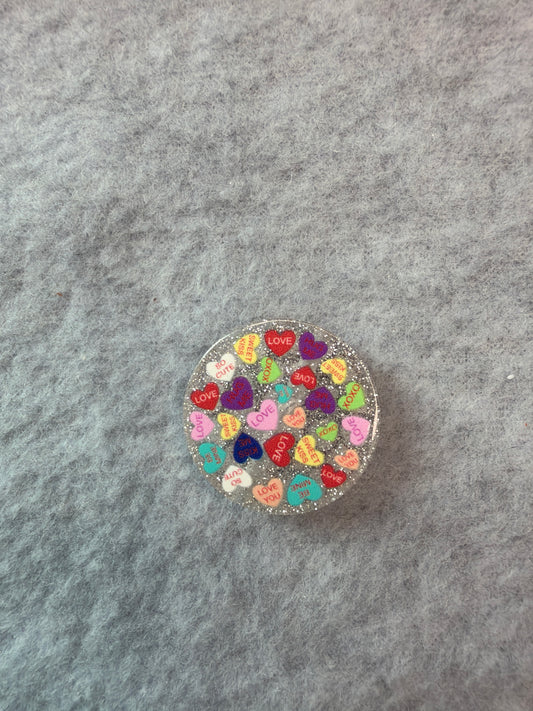 Flowers and Bows Acrylic Beads - candy-hearts-glitter-charm