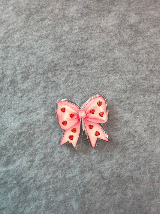 Flowers and Bows Acrylic Beads - strawberry-bow-acrylic-charm